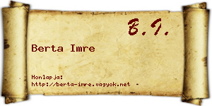 Berta Imre névjegykártya